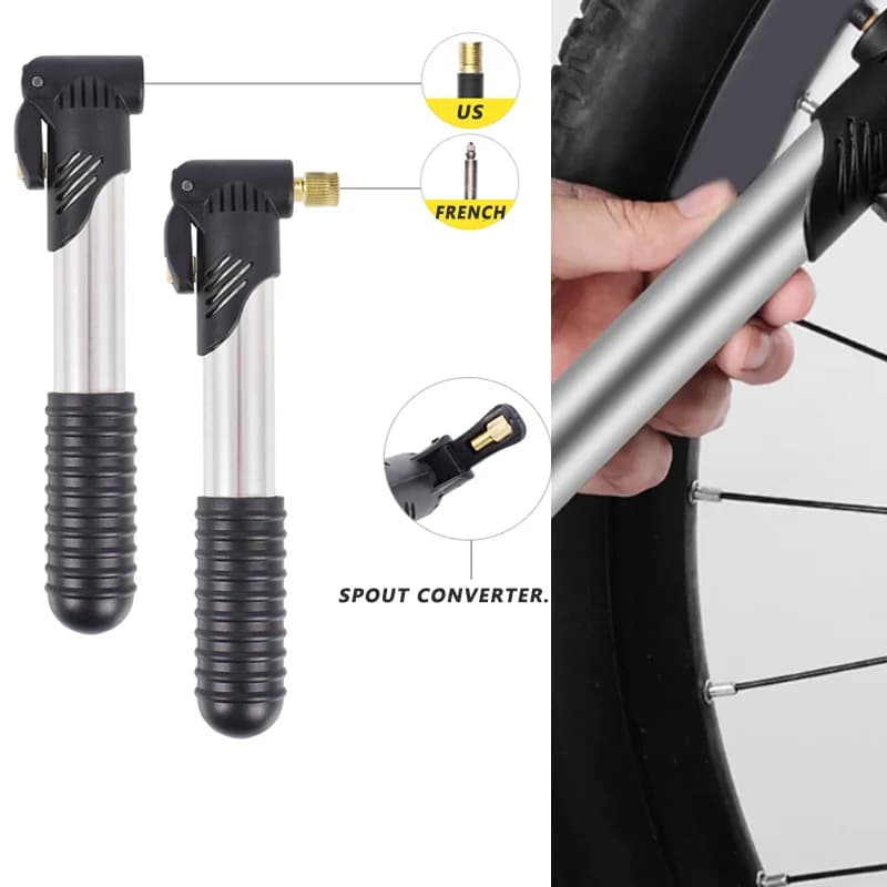 Mini pompa per bici portatile Presta Schrader conversione a doppia valvola pompa ad aria manuale per bicicletta gonfiatore per pneumatici per bicicletta a sfera ad alta pressione