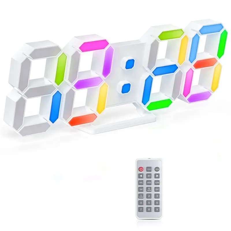 Orologio da Parete Digitale LED AEE6-3D con Data e Controllo App per Casa e Camera da Letto