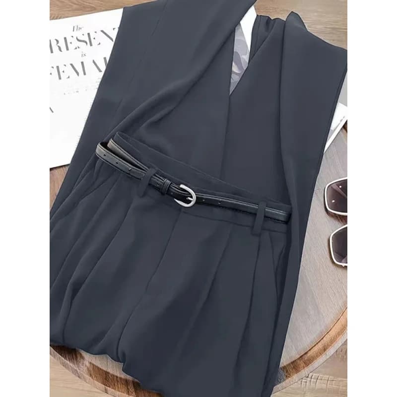Pantaloni larghi con cintura Pantaloni a gamba larga da donna coreani eleganti da ufficio Pantaloni dritti casual da donna Pantaloni solidi a vita alta nuovi