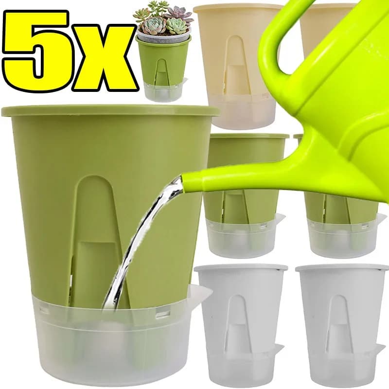 Vaso Autoirrigante con Sistema di Irrigazione Automatica per Piante da Esterno, Vasi in Plastica per Erbe e Piante Succulente, Accessori per Giardinaggio