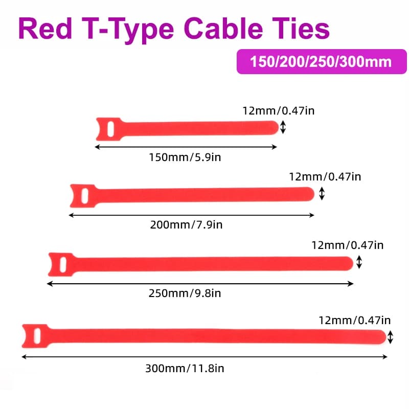 10 ~ 1000 pz Rosso T-tipo Fascette per cavi Plastica Rilasciabile Nylon Gancio Loop Wrap Zip Bundle Cinghie di fissaggio Staccabile Filo organizzatore
