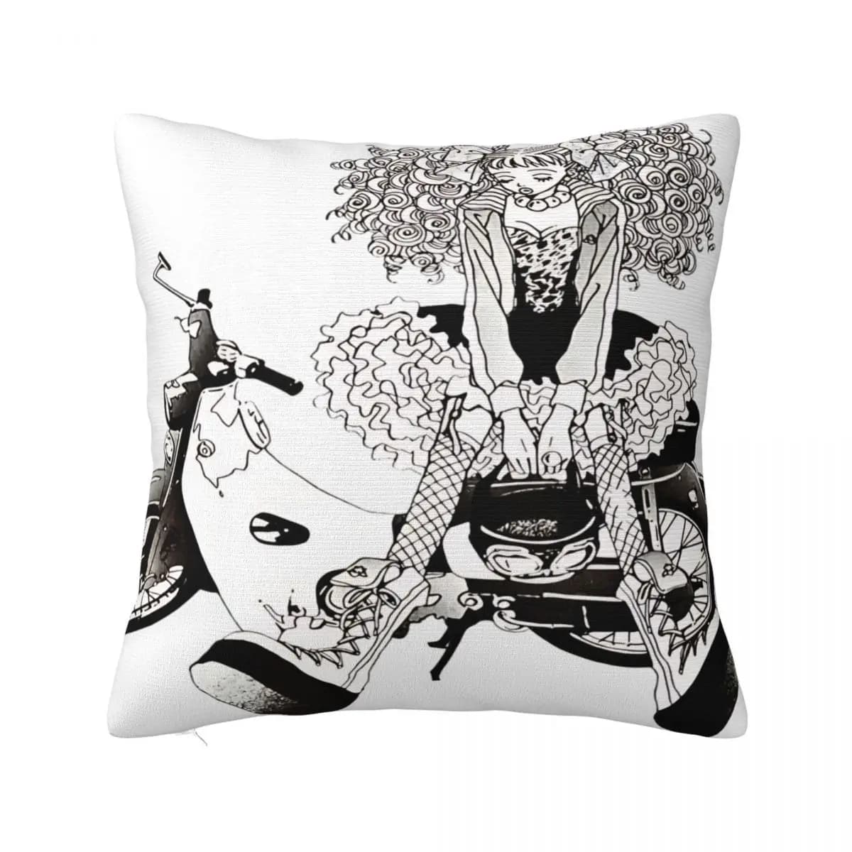 Miwako sitting on the bike Faithful for square cushions Nana Sofa Aime pillow cute home decoration Federa 45 * 45