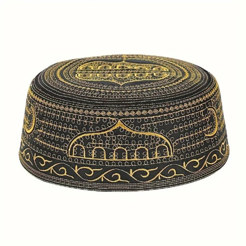 Ricamo in cotone Uomini arabi Cappello musulmano Cappello da preghiera islamico Turbante musulmano Uomo Hijab Cofano Arabo saudita Islam Berretti ebrei