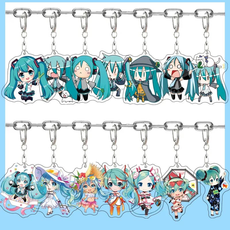 Keyring with Pendant Hatsune Miku Acrylic Soul, Nice Bag Charm, Jewellery Gift for Friends, Couples, Cars, Fashion Animated Card