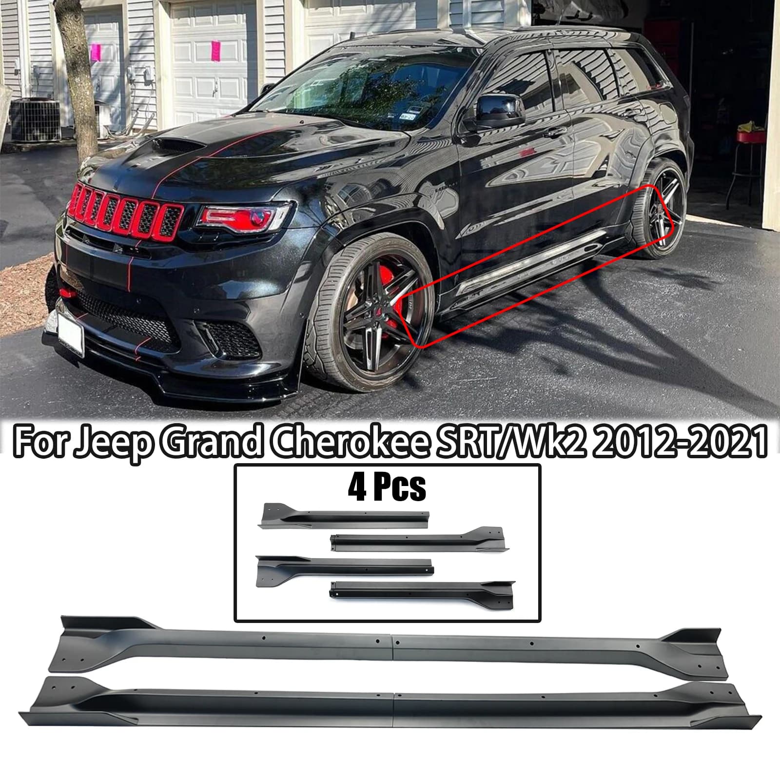 Car Side Skirt Extension Splitter For Jeep Grand Cherokee SRT/SRT8/Wk2 2012-2021 Lip Spoiler Diffuser Accessories