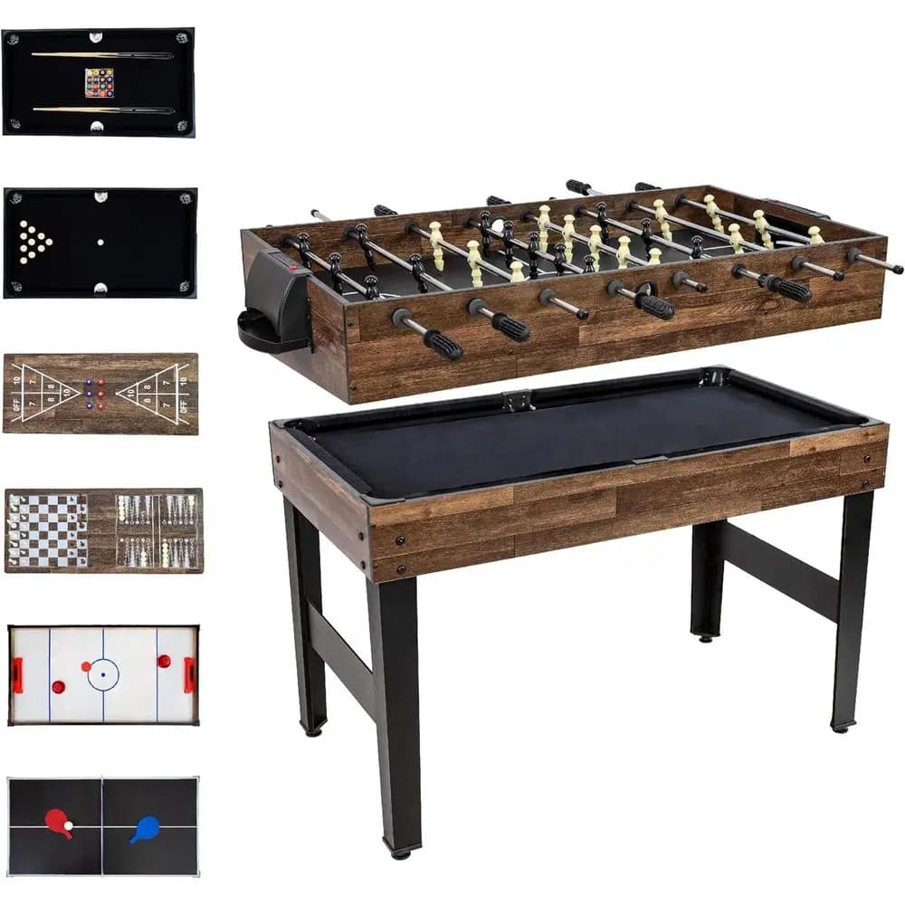Tavolo Multigioco All-in-One: Biliardo, Hockey, Calcio, Ping Pong, Scacchi, Dama, Backgammon, Bowling, Shuffleboard, Giochi di Carte