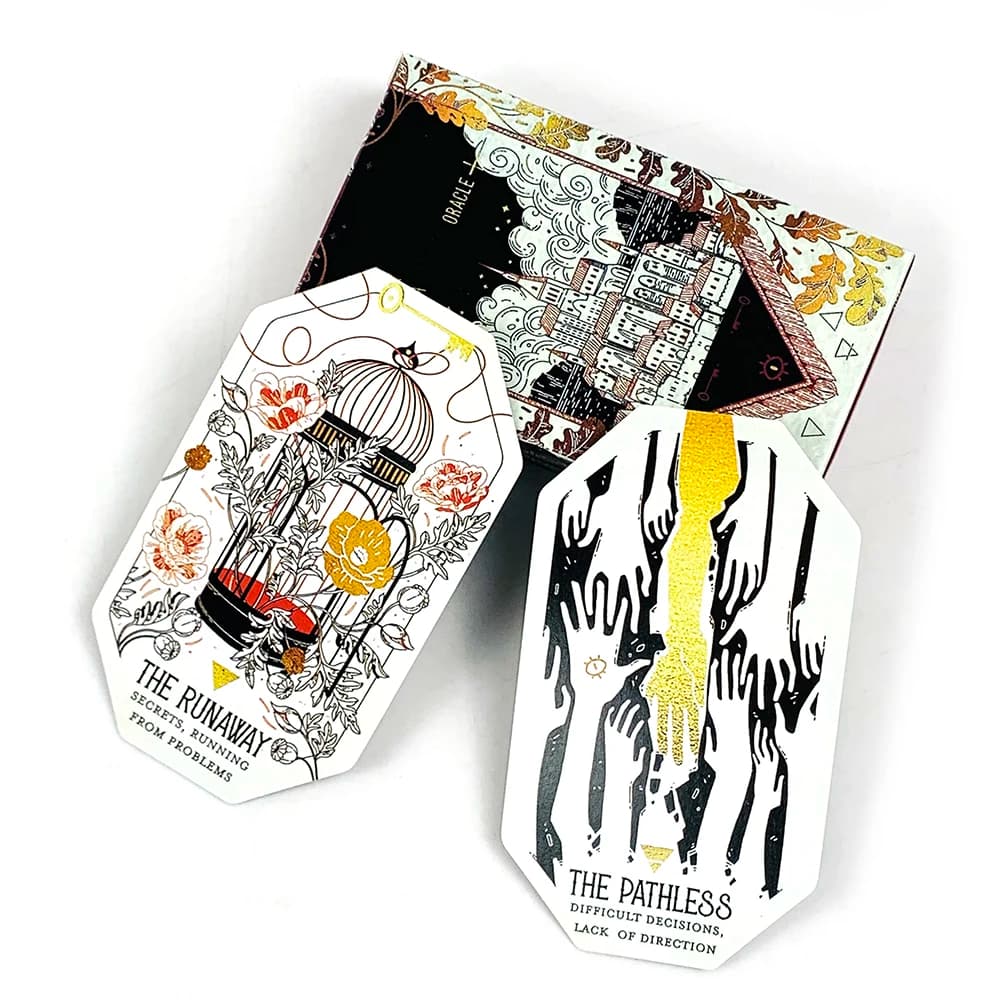 Nuove carte Oracle: 60 carte con disegni mistici unici, carta di alta qualità, perfette per divinazione, giochi di società e come regalo.