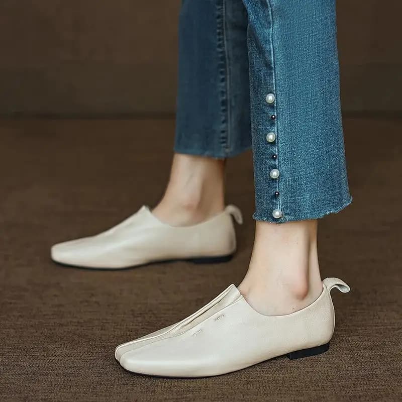 Women's Loafers Luxury Artificial Leather Casual Outdoor Fashion Moccasins Flats Spring Autumn Beige Comfortable Shoes For Women