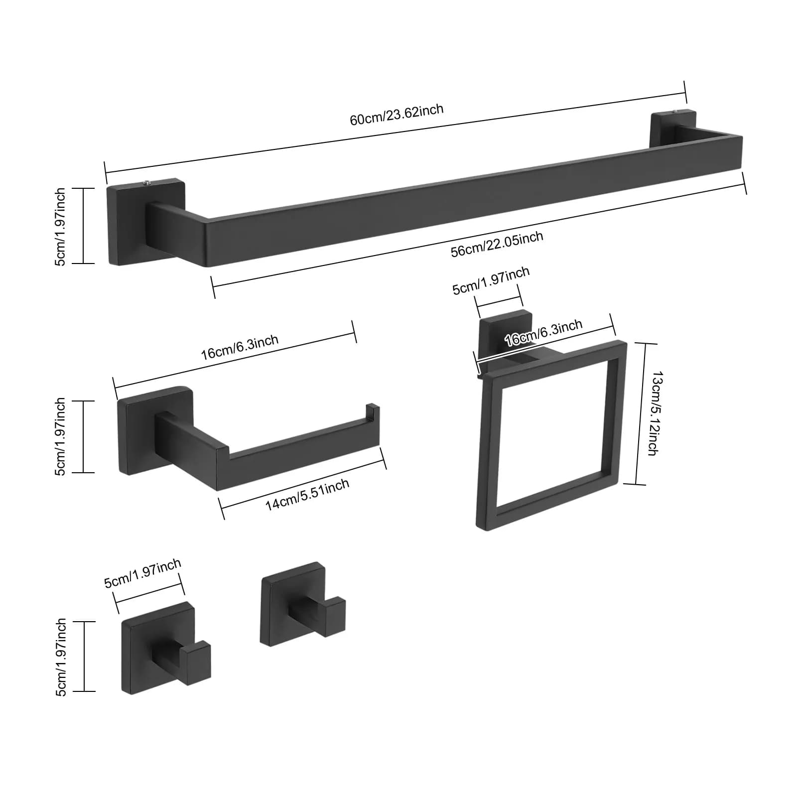 Set portasciugamani da bagno da 20 pezzi, set portasciugamani da parete in acciaio inossidabile 201 per bagno, cucina, camera da letto, lavanderia