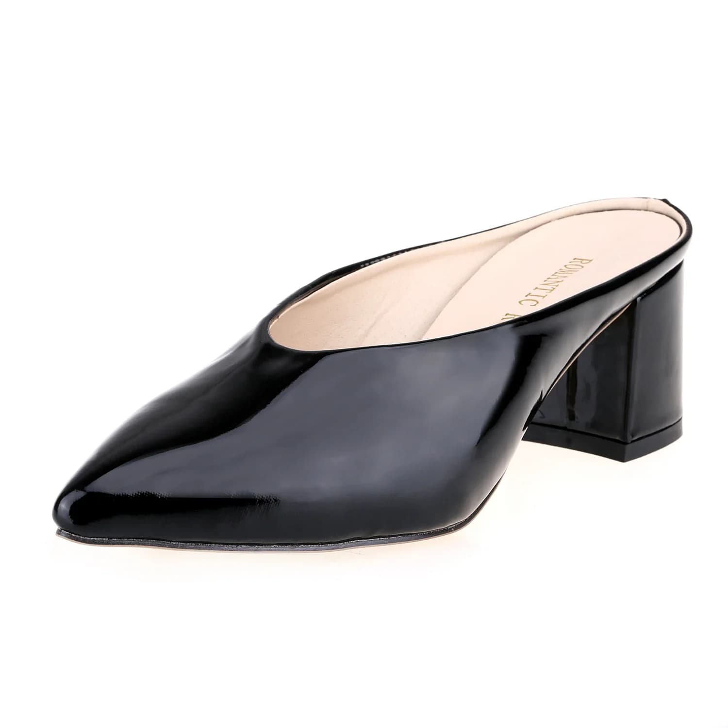 Women Slippers Summer Single Work OL Thick Heel 5cm Sexy Pointed Toe High Heels Sandals Shollow Mouth Pumps Wedding Shoes