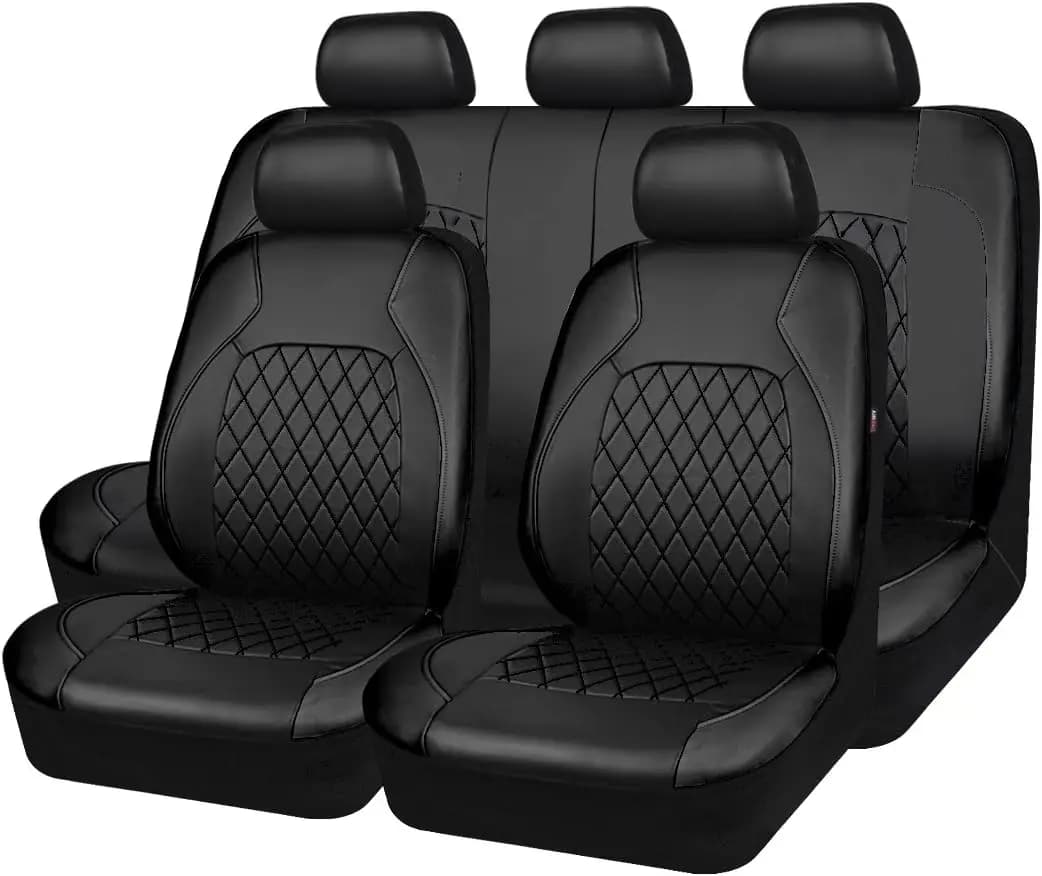 Coprisedili Universali di Lusso in Ecopelle, Set Completo, Compatibili con Airbag, Traspiranti per Auto, Camion e SUV