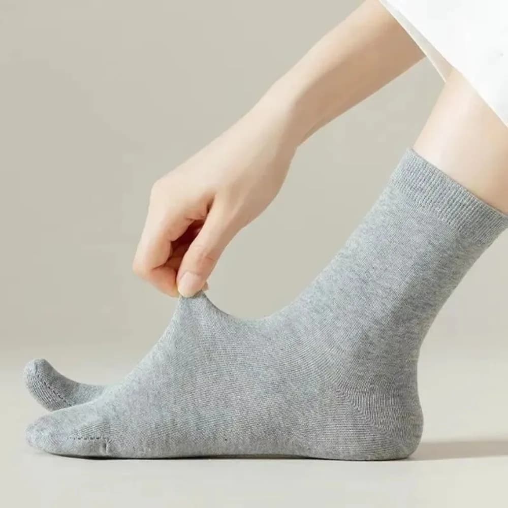 Japanese Style Solid Color Tabi Toe Socks Cotton Thin Split Toe Sock Odor-Resistant Sweat-Absorbent Mid-Calf Socks Gift