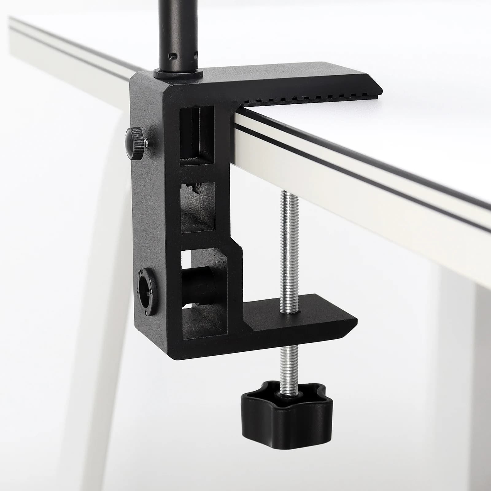 Morsetto da tavolo per carichi pesanti 2 IN 1 Morsetto da tavolo in metallo di grandi dimensioni Supporto per morsetto per microfono per braccio a forbice con braccio a sospensione per microfono/Lampada da scrivania
