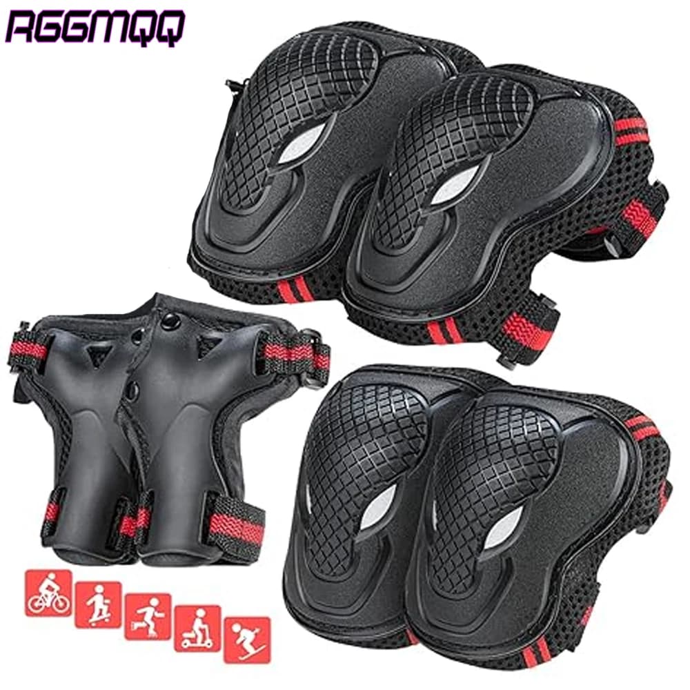 6 pieces knee pads for adults/young elbows protections for wrists set of protective equipment for roller skateboard cycling scooter riding sport