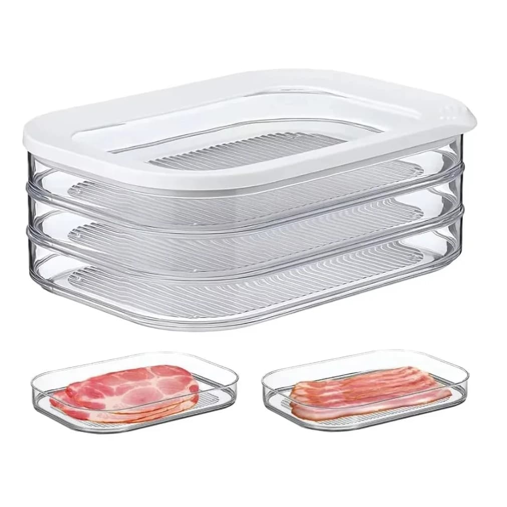 Contenitore per carne per frigorifero Contenitore per carne per pranzo al pancetta per frigorifero Contenitori per la preparazione dei pasti Scatole per alimenti impilabili con coperchio