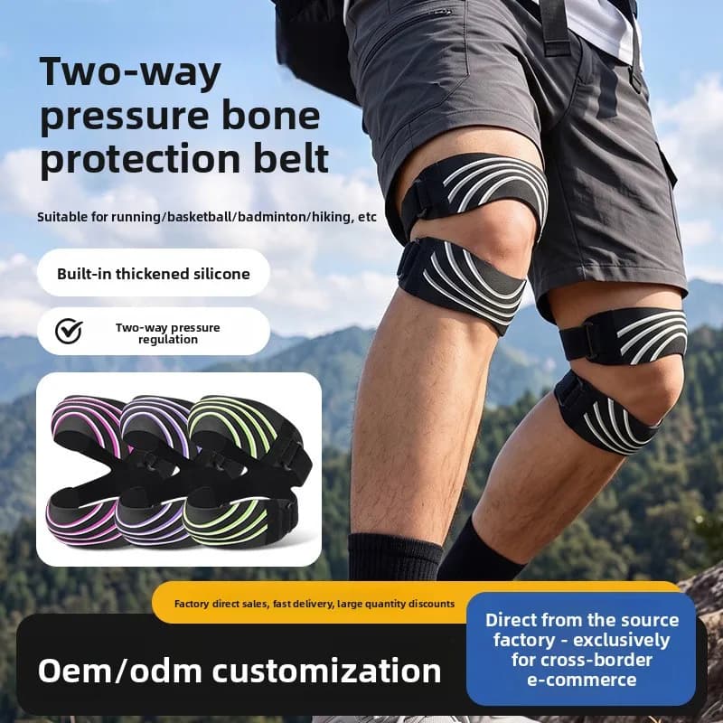 Unisex Two Way Pressurized Patella Knee Belt Running Cycling Adjustable Meniscus Support Sports Knee Pad with Compression