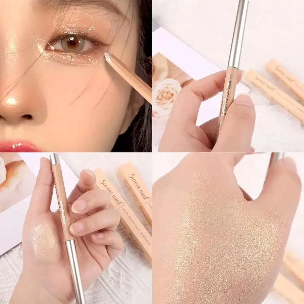 Penna illuminante per occhi effetto perlescente, illuminante naturale ad alta pigmentazione, eyeliner gel brillante per il trucco quotidiano degli occhi.