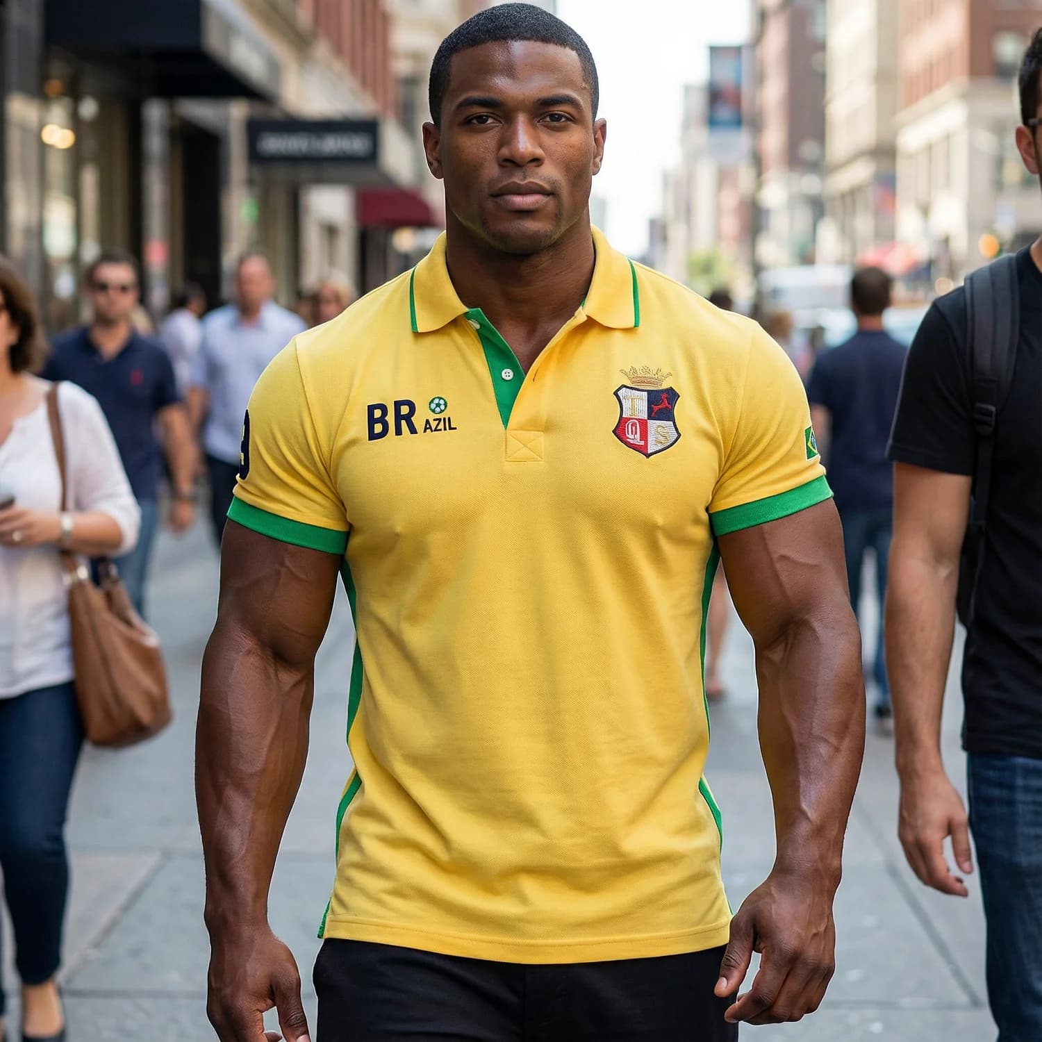 Men's Polo Shirt Short Sleeves Brazilian Sportswear Casual Fashionable Color-Matching Design Pure Cotton Embroidered Polo Collar