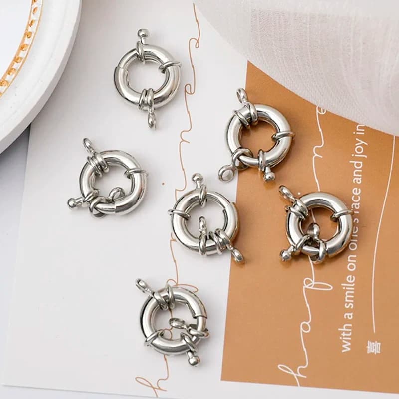 18K Real Gold Color Round Spring Clasps Hooks For Bracelet Clavicle Necklace Clasp Connectors DIY Jewelry Making Supplies