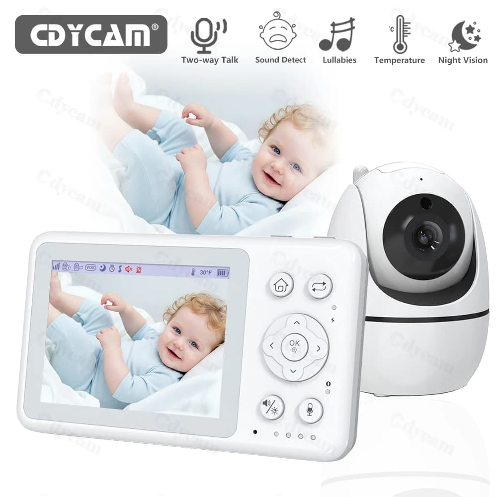 3.2Inch Video Baby Monitor With Pan Tilt Security Camera Night Vision VOX Two Way Talk Temperature Monitoring Lullaby Babysitter