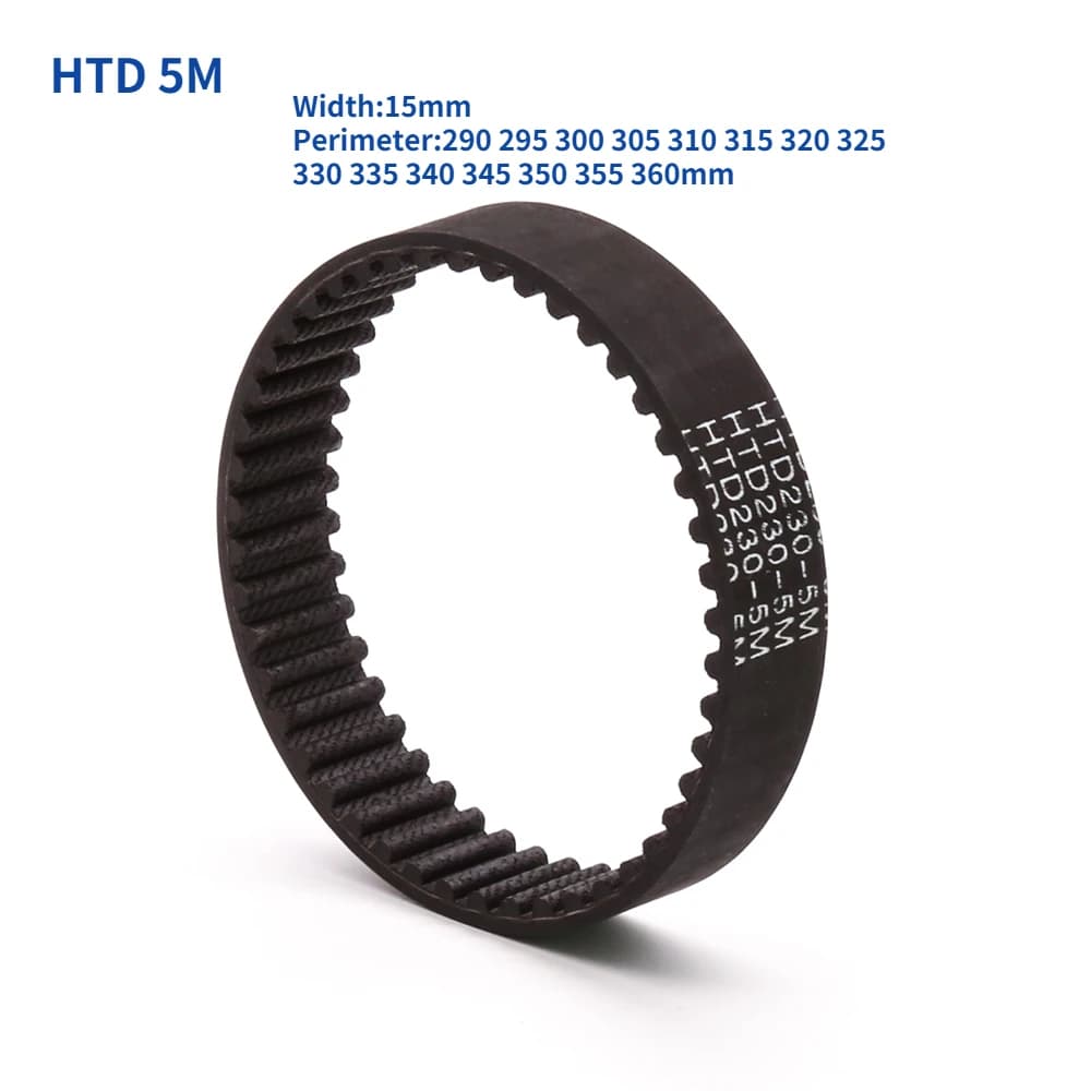 HTD 5M passo cinghia dentata 5mm larghezza 15mm cinghie di trasmissione in gomma chiuse perimetrale 290 295 300 305 310 315 320 325 330 335 -360mm