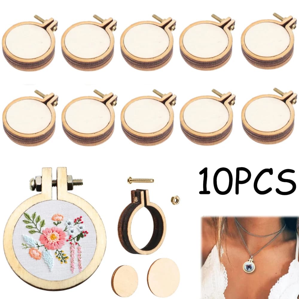 10 pz/set Mini Legno Da Ricamo Cerchio Anello Punto Croce Telaio Artigianato FAI DA TE Per Aghi Arti Tessuto Pittura Decorazione Della Parete
