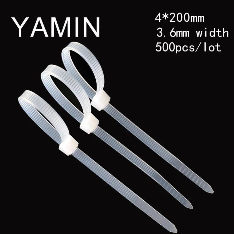 500 pz/lotto Fascetta In Nylon 3.6mm di Larghezza Standard Nazionale 4*200mm Nero/Bianco di Plastica Tipo di Blocco Wire Wrap