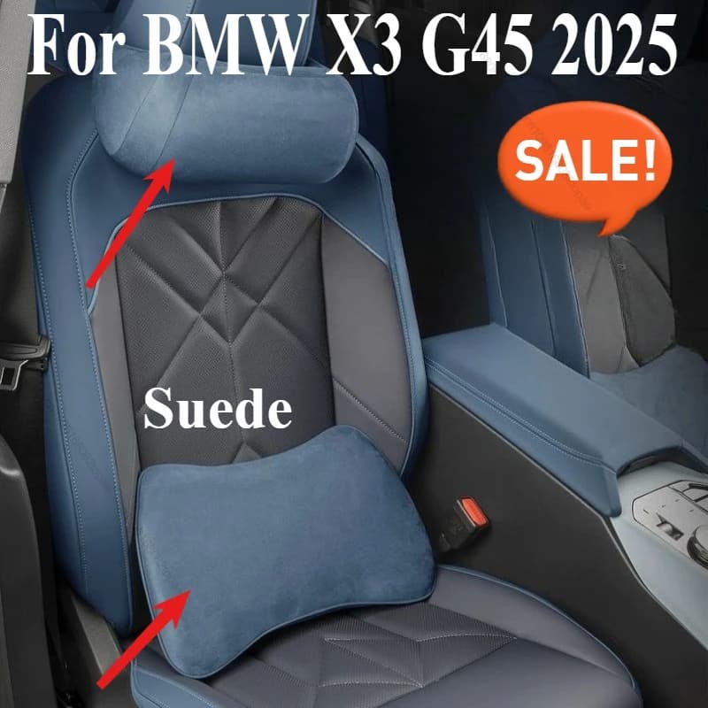 Cuscino di supporto lombare per seggiolino auto in pelle scamosciata adatto per BMW X3 G45 2025 cuscino lombare memoria cuscino per il collo accessori per auto
