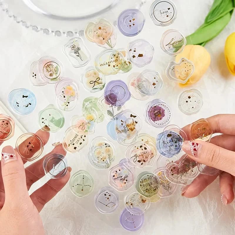 Adesivi sigillo in ceralacca vintage da 1/2 foglio, trasparenti, per confezioni regalo, buste, inviti fai da te per matrimoni e feste