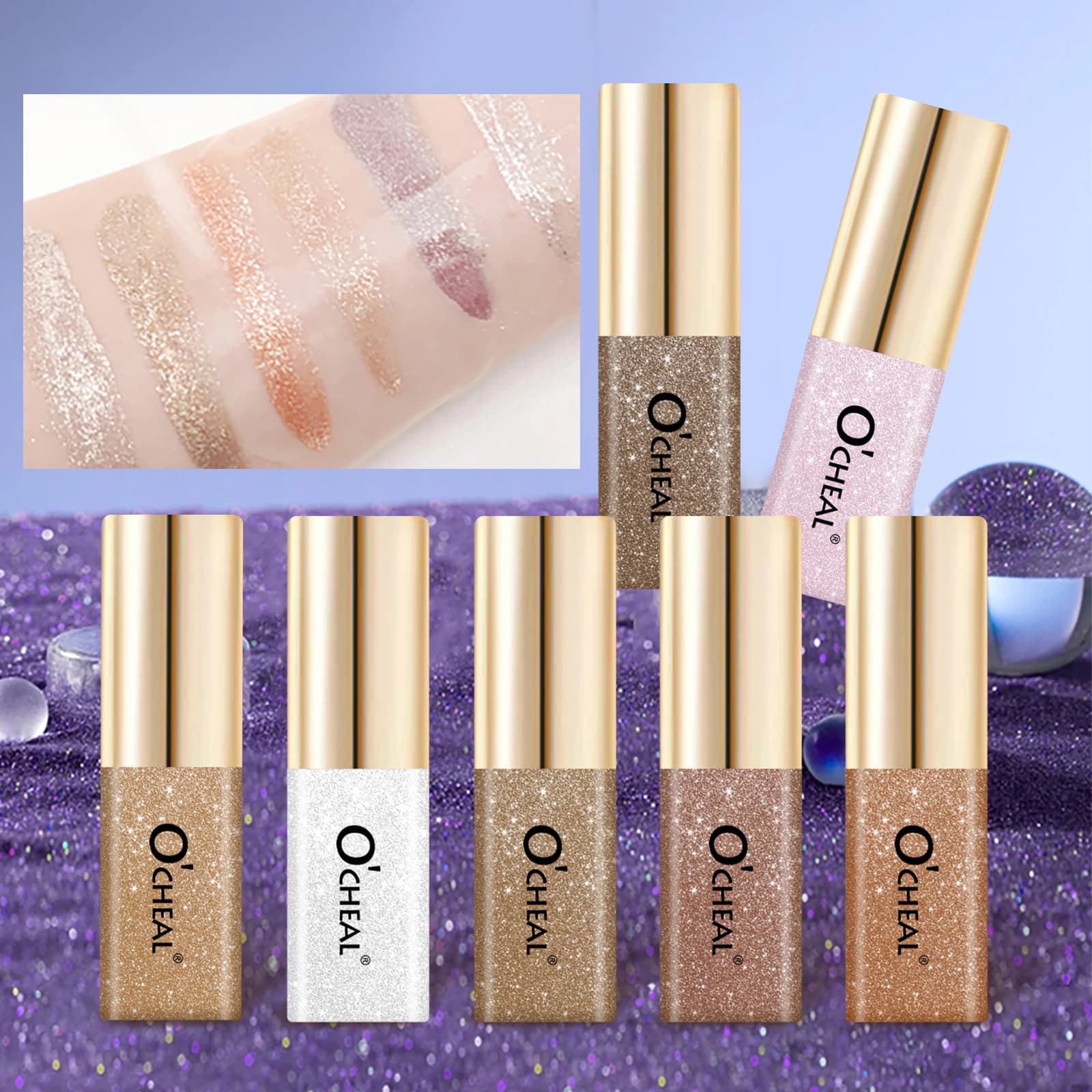 O'cheal Ombretto liquido Collo Diamanti Lucido Impermeabile Affascinante baco da seta Shimmer Trucco occhi Cosmetici Glitter Altamente pigmentato