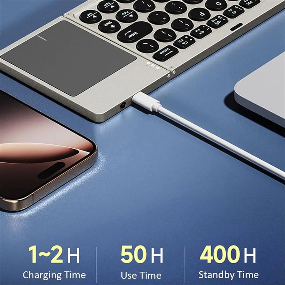 [VALUE PACK]Foldable Bluetooth Keyboard Portable Wireless Keyboard with PU Leather Cover Touchpad, Pocket Travel Keyboard