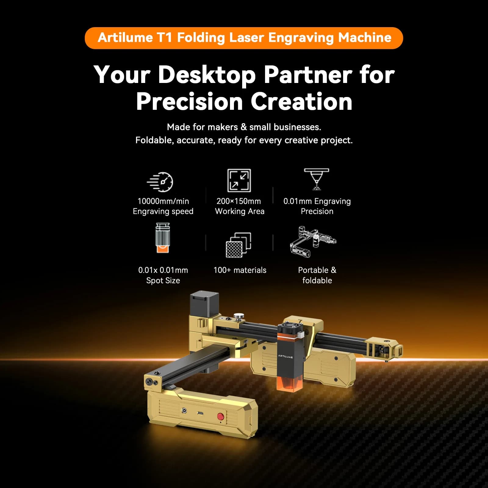 Artilume T1 7W Laser Engraver 0.01mm Ultra-Fine Engraving 10000mm/min Fast Cutting Machine for Wood Metal Stone Craft