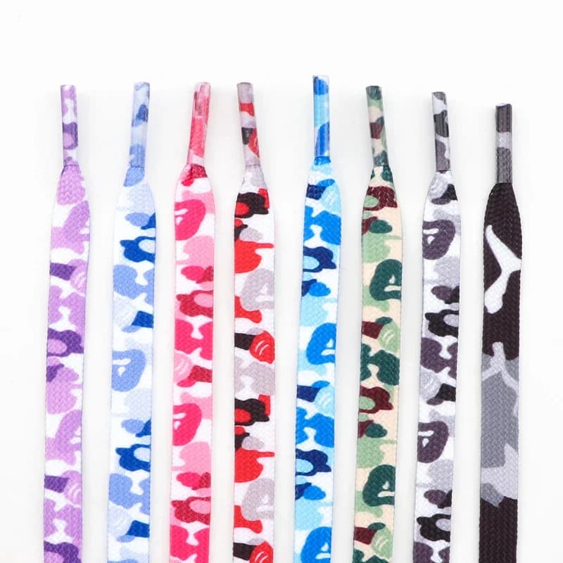 Lacci con stampa mimetica 0.8CM di larghezza lacci piatti AJ1 e AF1 stivali da ginnastica lacci per scarpe 120/140/160CM accessori per scarpe 1 paio