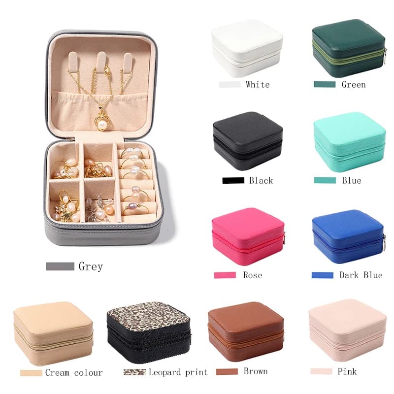 Scatola portaoggetti in pelle PU da 1 pezzo, mini custodia portatile da viaggio per gioielli, bracciali, orecchini, collane, scatola espositiva per regali