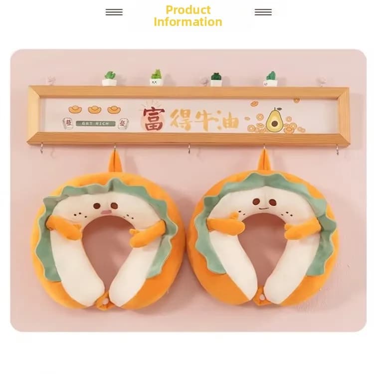 Cuscino a Forma di Toast Carino, Cuscino da Viaggio a U, Cuscino per Bambini, Comodo con Imbottitura in Fibra di Poliestere, Cristallo Ve...