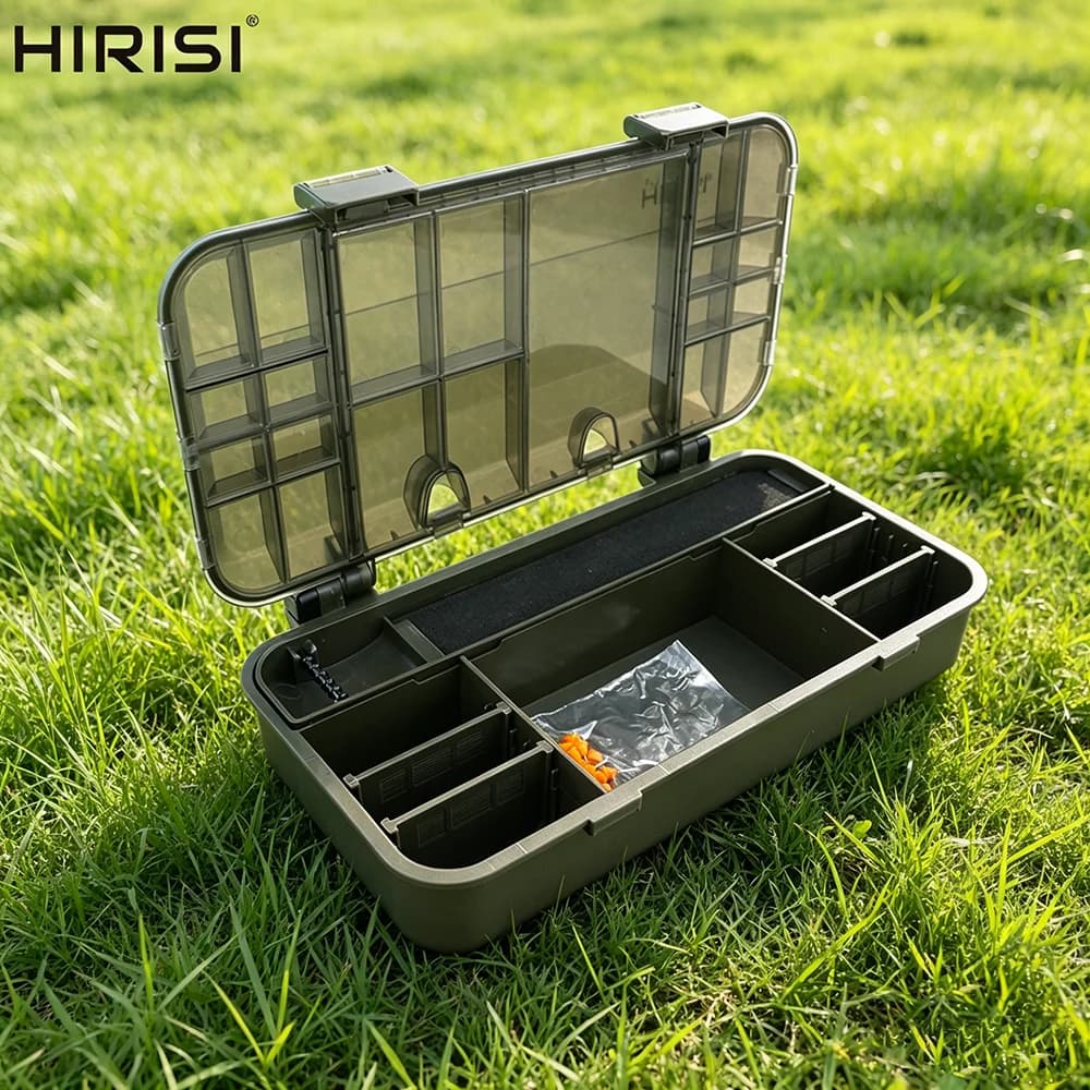 Hirisi Portable Waterproof Carp Fishing Tackle Box, Multi Compartments Terminal Rig Storage Case, Fishing Accessories Organizer