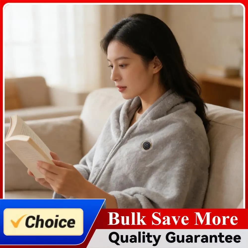 Poncho/Coperta Elettrica USB Riscaldata con Cappuccio e 3 Livelli di Calore, Sciarpa Riscaldante per Famiglia e Amici, Regalo Invernale