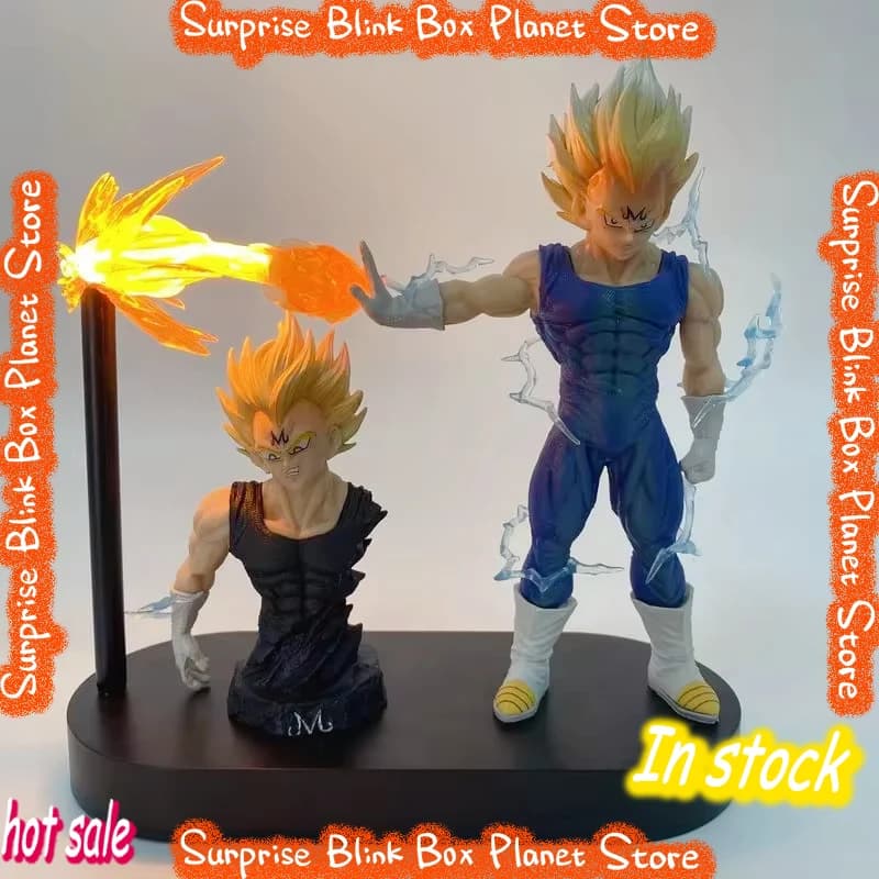Statua Collezionabile Bandai Dragon Ball Super Saiyan Majin Vegeta Goku, Figura d'Azione Risonante, Regalo di Compleanno per i Fan