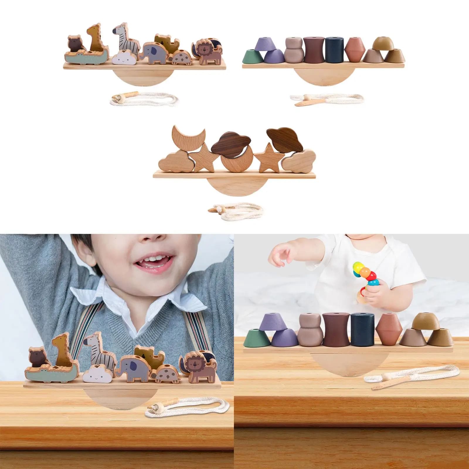 Blocchi di bilanciamento in legno Giocattoli Montessori per i più piccoli Regali di compleanno in età prescolare