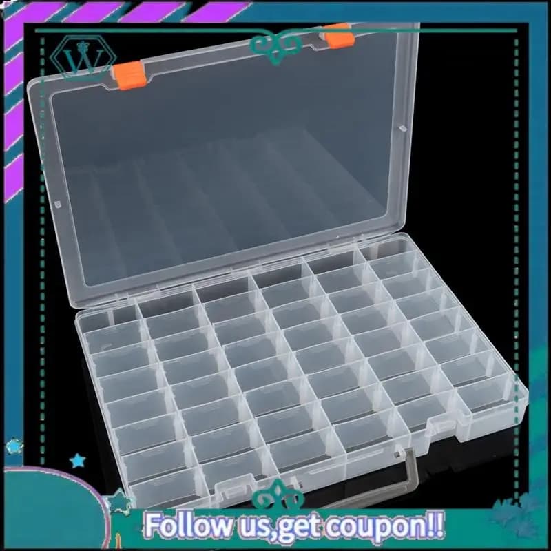 Large plastic organizer box updated by 48 grids with adjustable dividers, organizer to store craft items, organizer for equipment boxes