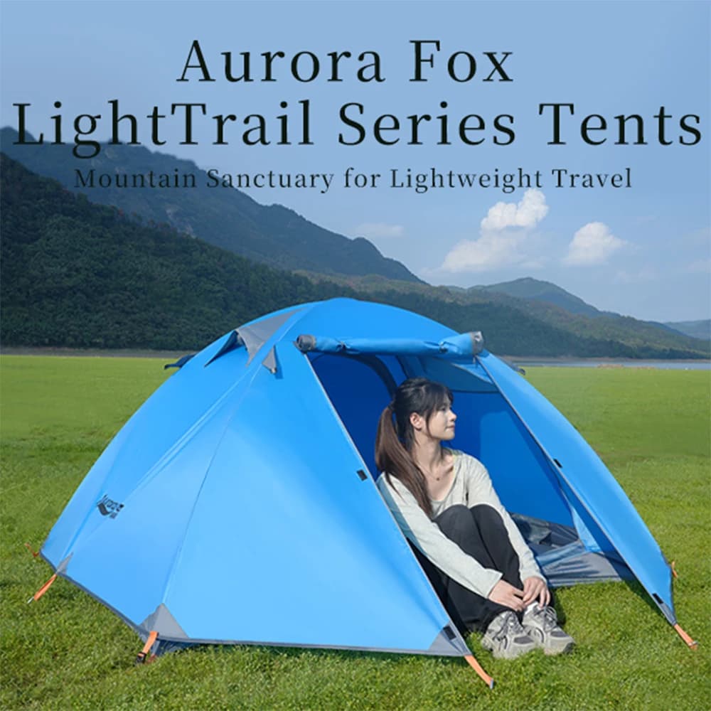 Aurora Fox camping tent 2 seats 4 seasons with skirt, for outdoor, double layer, with aluminum poles, anti-wind, for families, ultralight, for tourism
