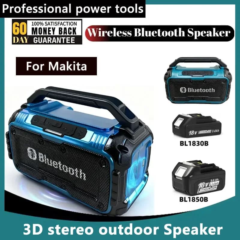 Altoparlante Bluetooth senza fili, portatile, surround, subwoofer a doppio canale, altoparlante 3D da esterno per batteria Makita 18V