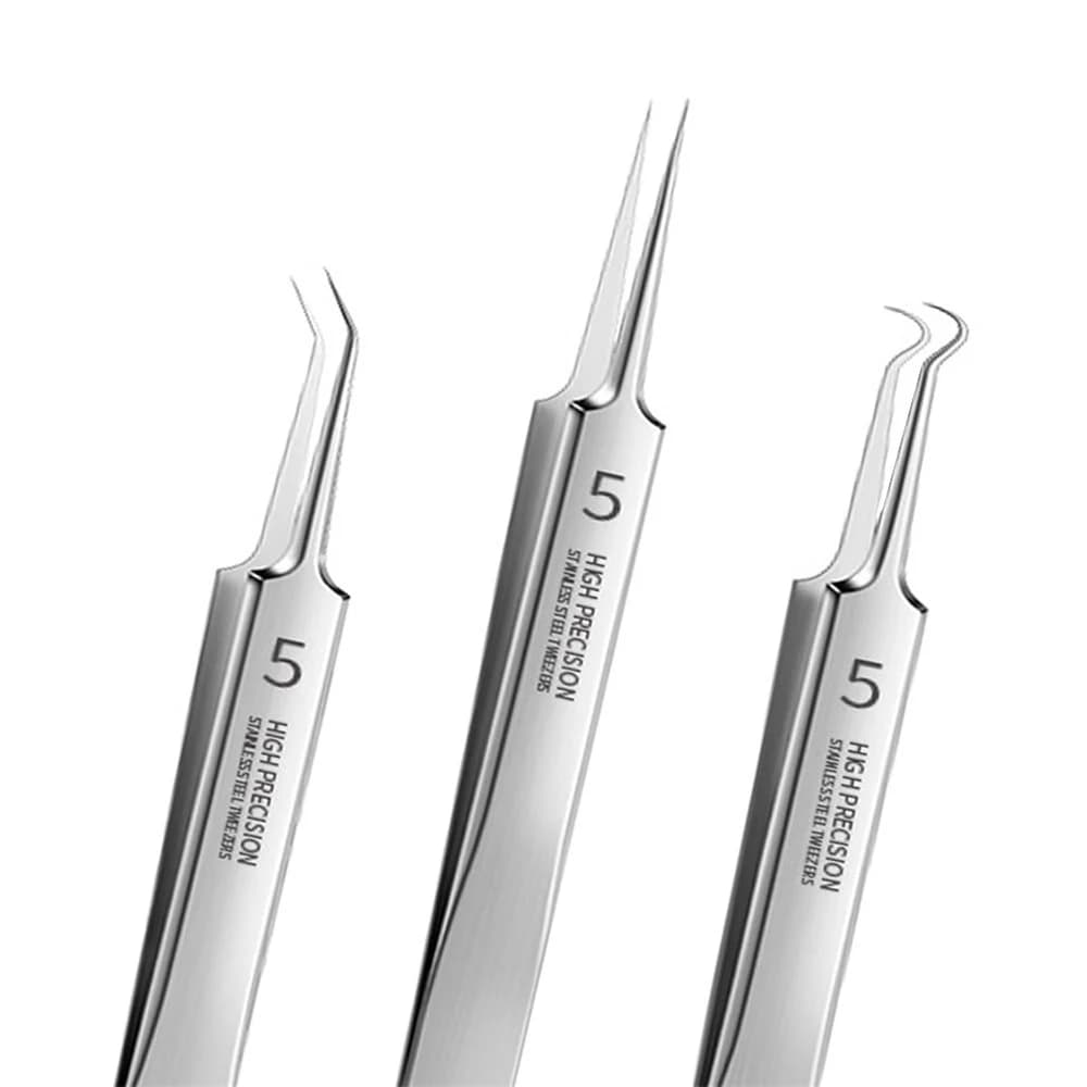 Tedesco ultrafine n. 5 brufoli cellulari pinzette per punti neri salone di bellezza raschiatura e chiusura speciale artefatto strumenti per aghi per acne