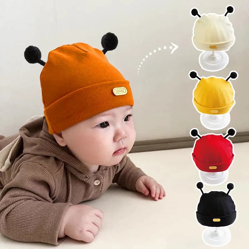 Autumn Winter Warm Baby Beanie Solid Cotton Newborn Fetal Cap 0-1year Infants Woolen Knitted Hat Cute Cartoon Kids Pullover Caps