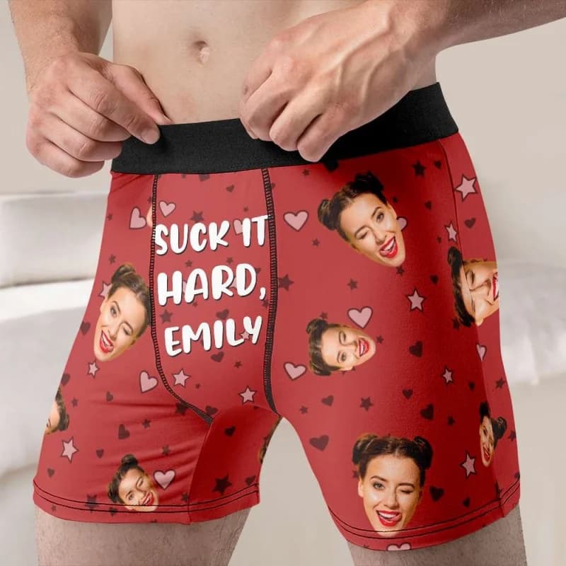 Boxer da uomo con foto e nome personalizzati, regalo di San Valentino per il fidanzato, regalo di biancheria intima divertente personalizzato