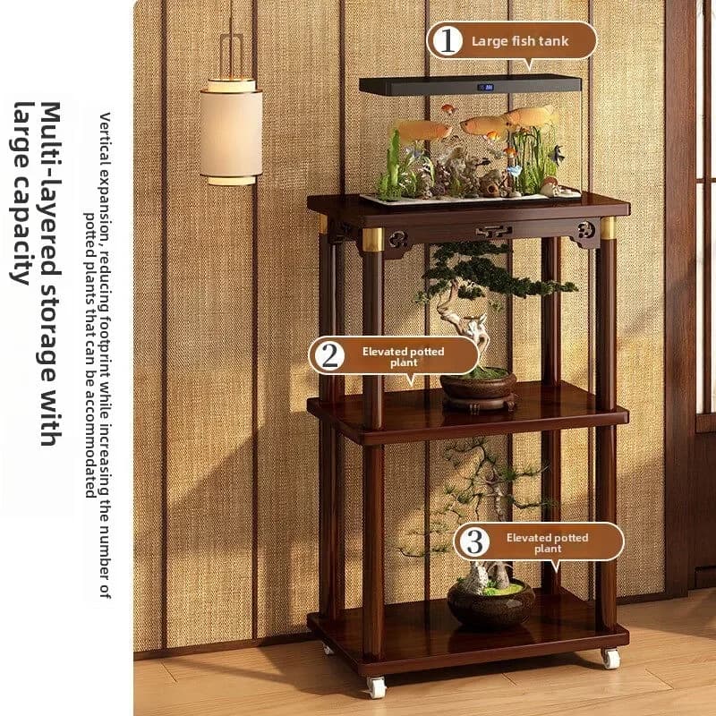 Flower table household living room multi-layer shelf entry door fish tank placed balcony outdoor movable plant flower pot rack