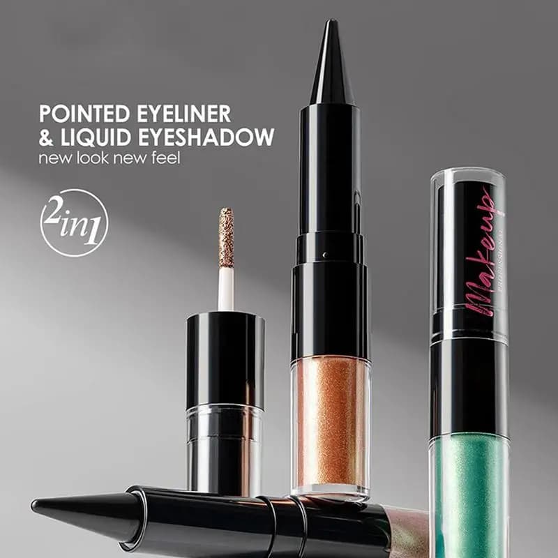 Colorful Liquid Umbrella 2 in1 Polished Eyeliner Pen with Diamond Golden Umbrella Long-Term Shimmer Makeup