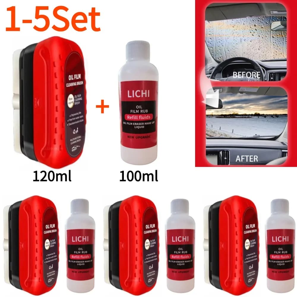 1-5Sets Glass Cleaning Board Universal Glass Cleaning Wipe Board Cleaning Glass Brush for Car Windshield Oil Film Cleaner
