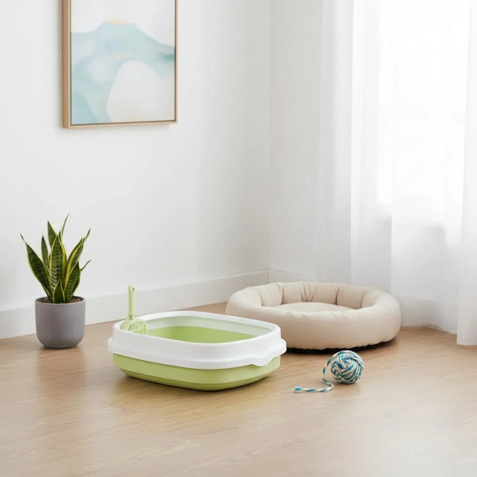 Feline Litter Box Oversized Large Semi Enclosed Litter Box Semi-Enclosed Feline Toilet Spatter-resistantSplashing Easy to Clean
