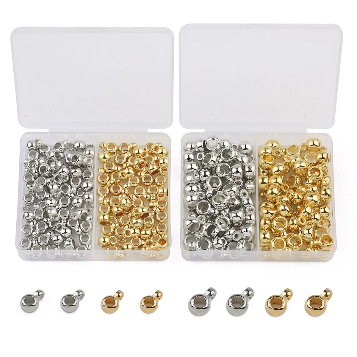 100Pcs 6/8MM CCB Single Ring Pendant Gold Silver Color Loose Beads DIY Set Box For Making Bracelet Necklace Jewelry Accessories